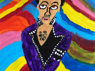 LISA GREEN, Sexy Purple Rain, acrylic on canvas, 9x12, NFS